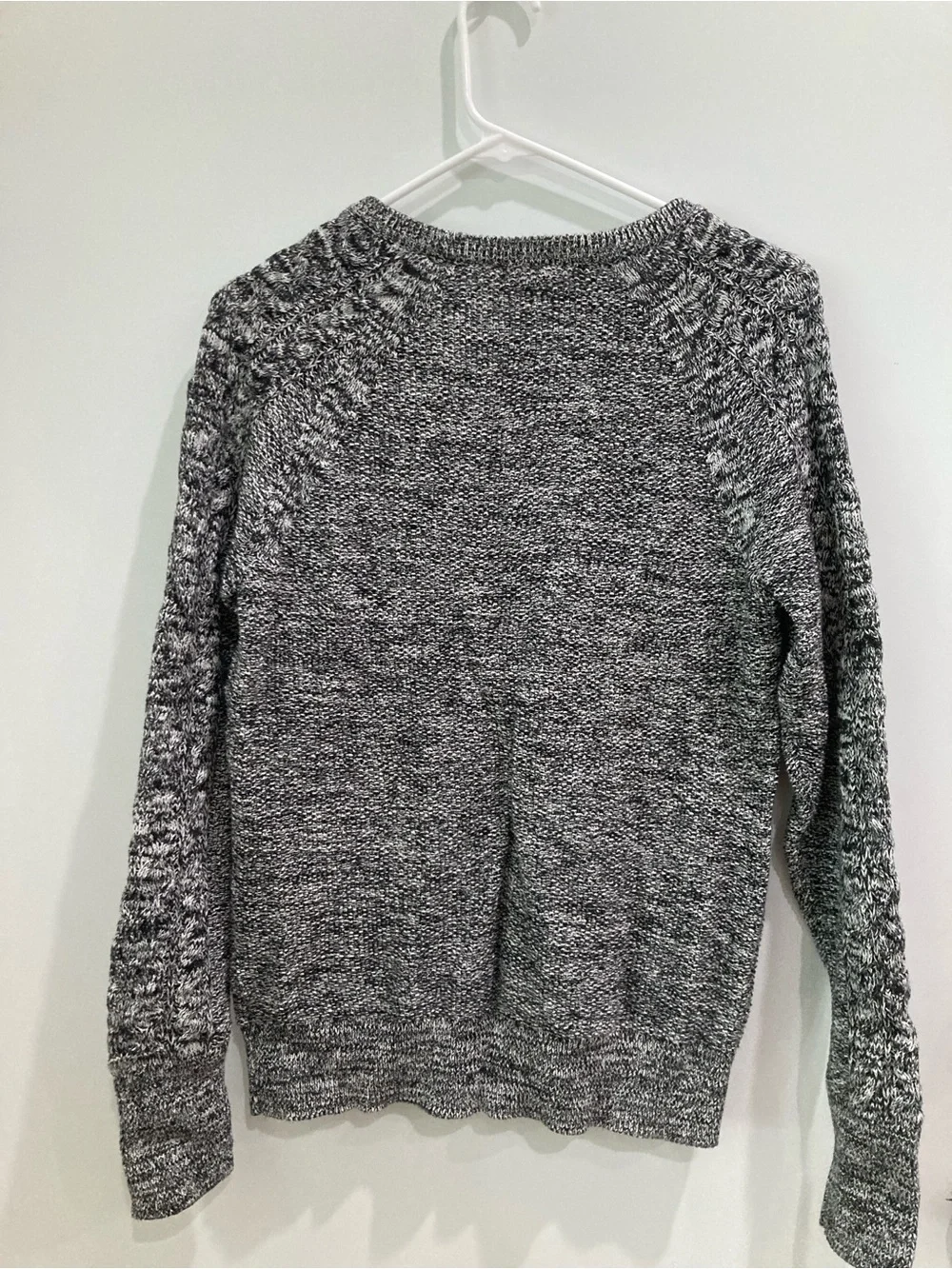 GAP Black & White Marled Cable-Knit Crewneck Sweater